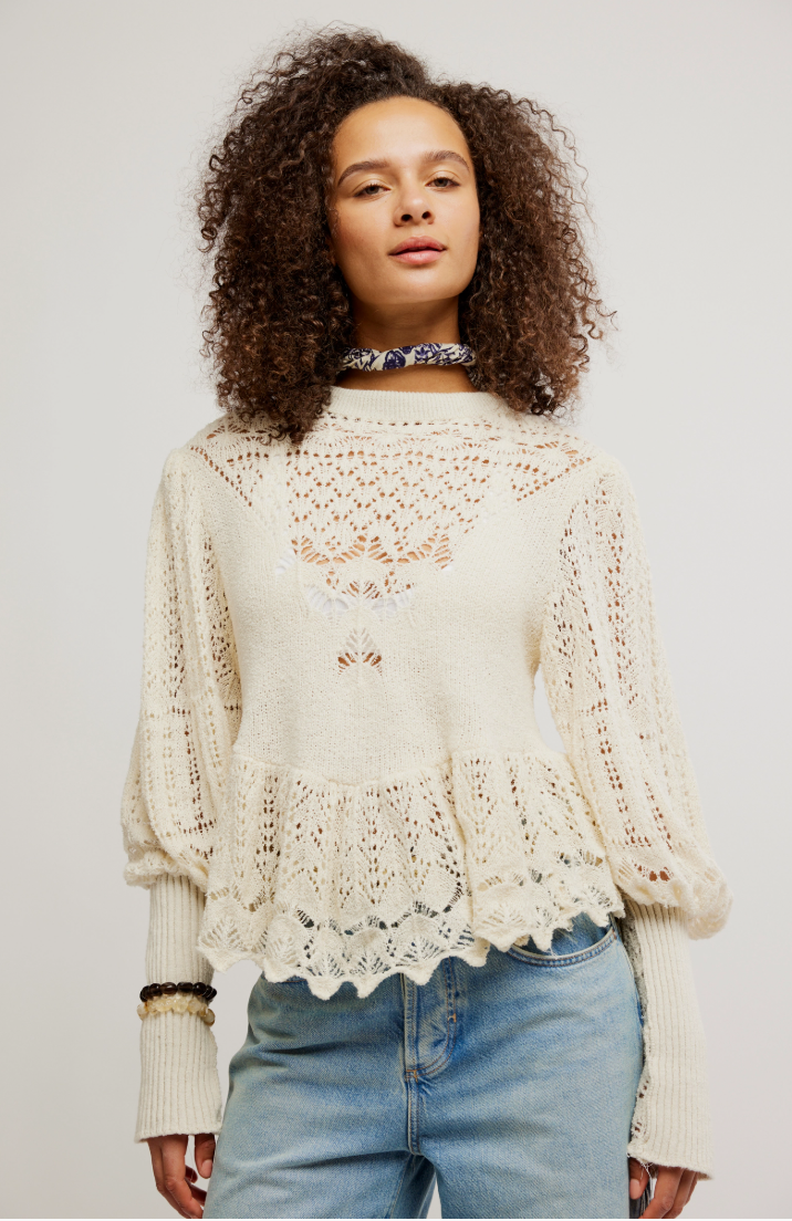 Free People Lucinda Sweater in Ivory