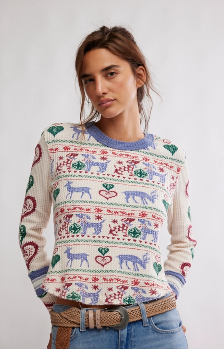 Free People Blissful Layering Tee in Snowdrop