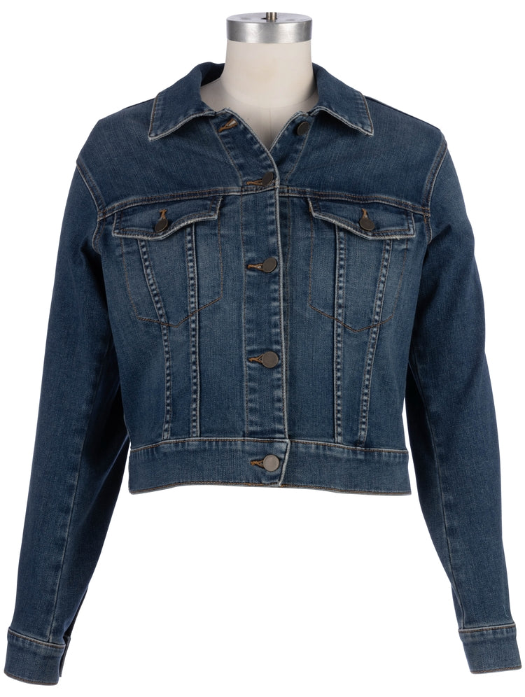 Kut Julia Crop Jean Jacket in Dark Stone