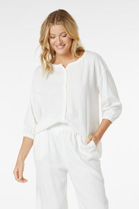 Mododoc Button Front Shirt in Off White