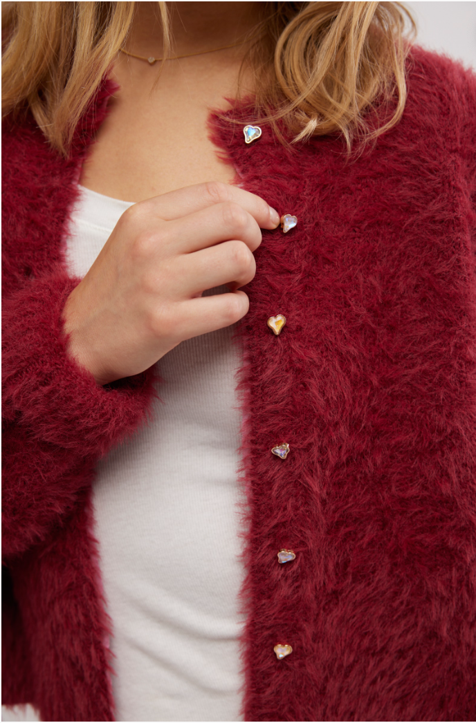 Free People Celeste Cardi in Aged Red