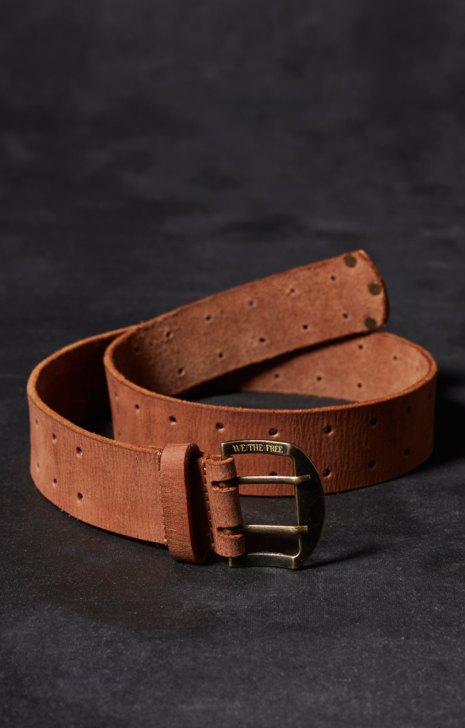 Free People WTF Double Cross Belt in Cognac