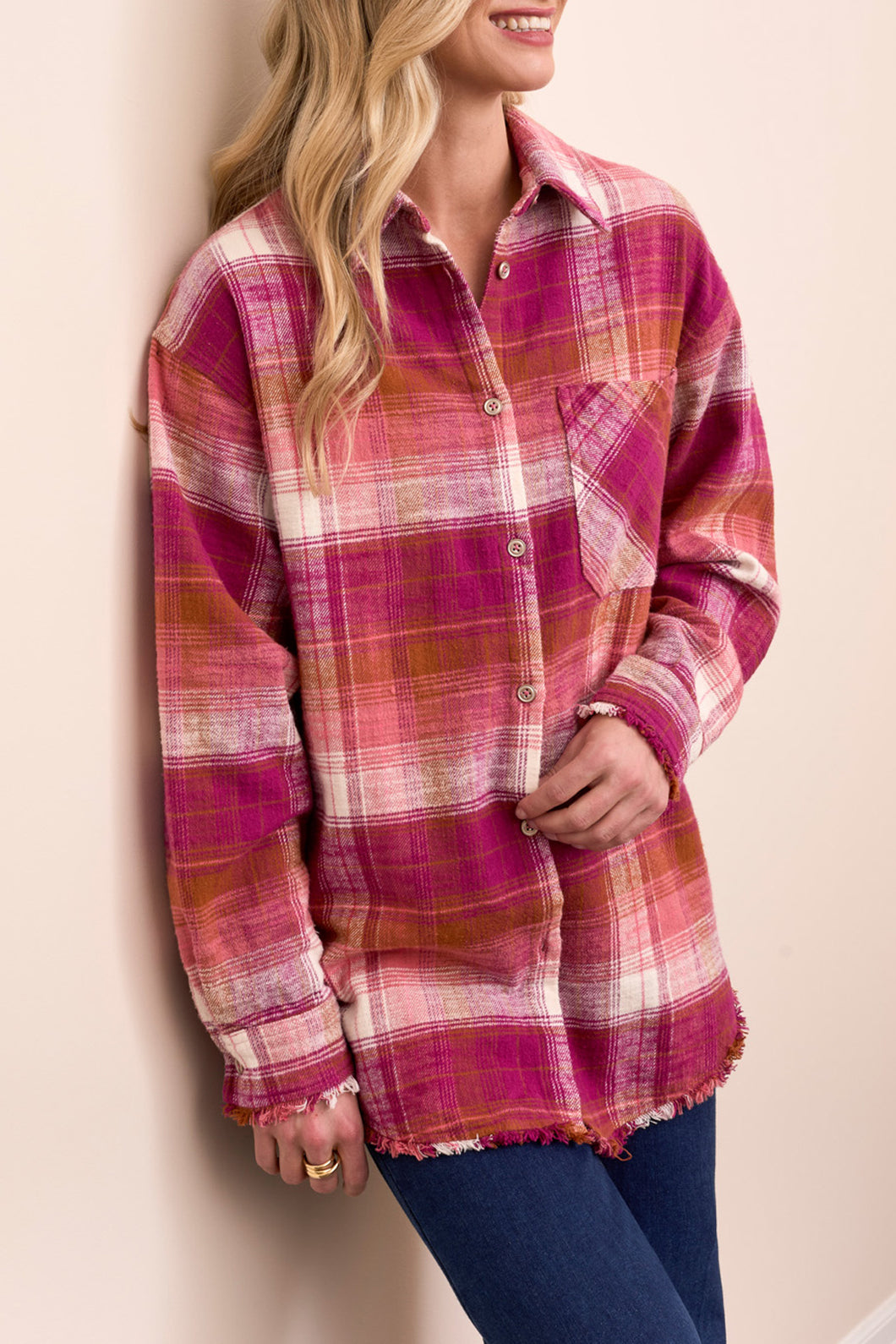 Tribal Plaid Shirt in Plumwine