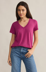 Z Supply Asher V-Neck Tee in Magenta