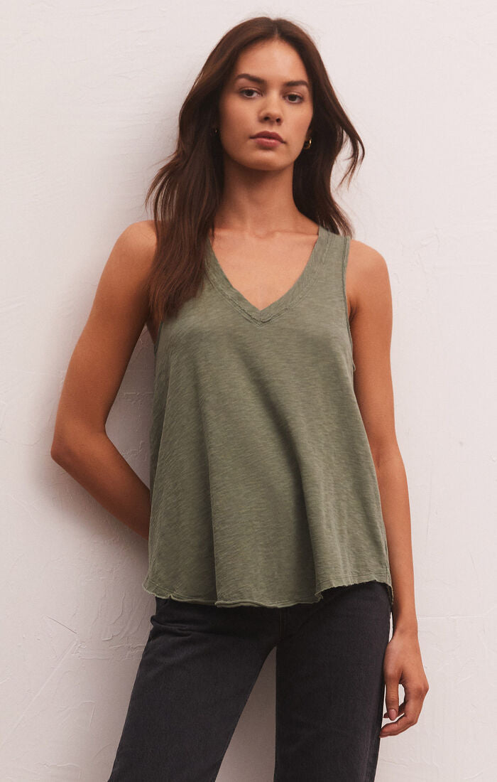 Z Supply Sun Drenched Vagabond Tank in Evergreen